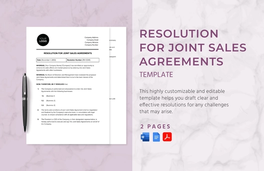 Resolution for Joint Sales Agreements Template