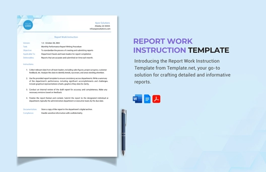 Report Work Instruction Template