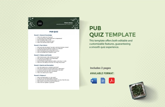 Pub Quiz Template Pub Quiz Template