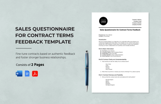 Sales Questionnaire for Contract Terms Feedback Template