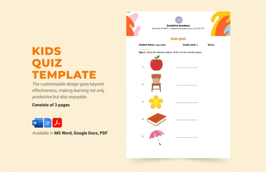 Kids Quiz Template Kids Quiz Template