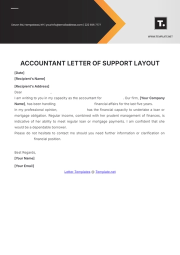 Free Accountant Letter of Support Layout Template to Edit Online