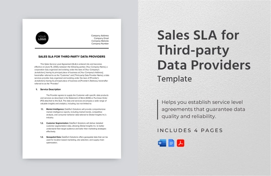 Sales SLA for Third-party Data Providers Template Sales SLA for Third-party Data Providers Template