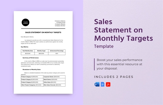 Sales Statement on Monthly Targets Template Sales Statement on Monthly Targets Template