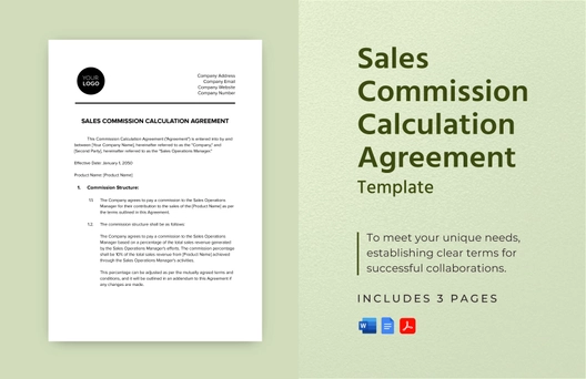 Sales Commission Calculation Agreement Template