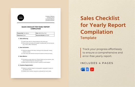 Sales Checklist for Yearly Report Compilation Template Sales Checklist for Yearly Report Compilation Template