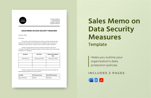 Sales Memo on Data Security Measures Template Sales Memo on Data Security Measures Template