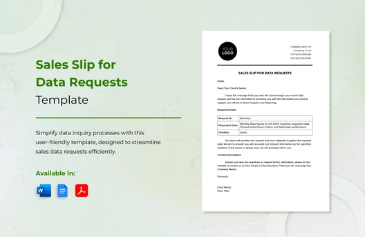 Sales Slip for Data Requests Template