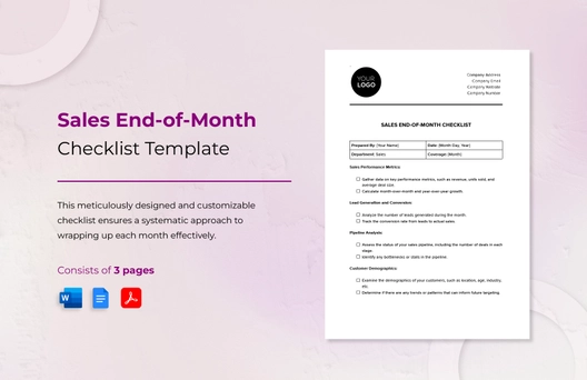 Sales End-of-Month Checklist Template Sales End-of-Month Checklist Template