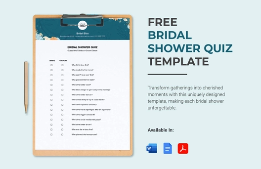 Bridal Shower Quiz Template