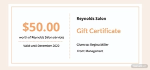 Hair Salon Gift Certificate Template