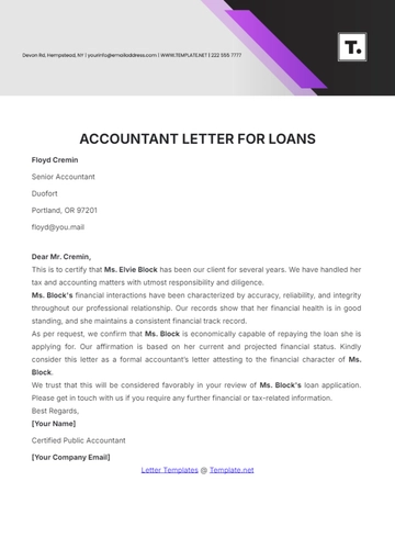 Free Accountant Letter for Loans Template to Edit Online