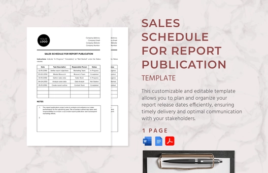 Sales Schedule for Report Publication Template