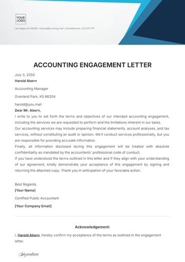 Free Accounting Engagement Letter Template to Edit Online