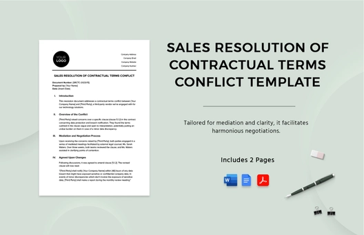Sales Resolution of Contractual Terms Conflict Template