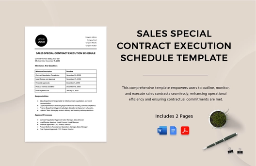 Sales Special Contract Execution Schedule Template Sales Special Contract Execution Schedule Template