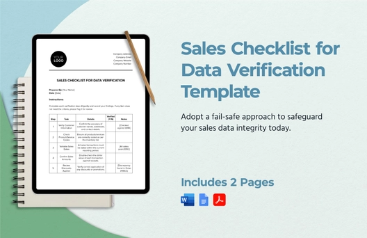 Sales Checklist for Data Verification Template Sales Checklist for Data Verification Template