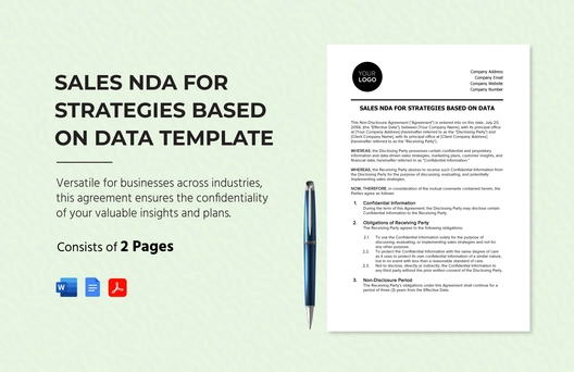 Sales NDA for Strategies Based on Data Template Sales NDA for Strategies Based on Data Template