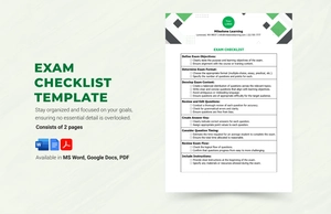 Exam Checklist Template