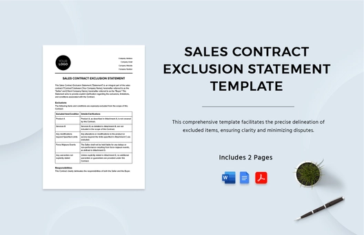 Sales Contract Exclusion Statement Template