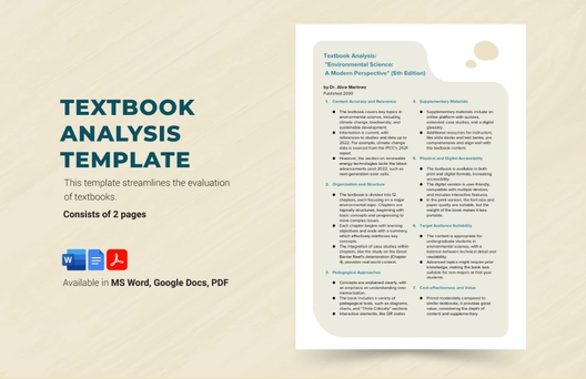 Textbook Analysis Template