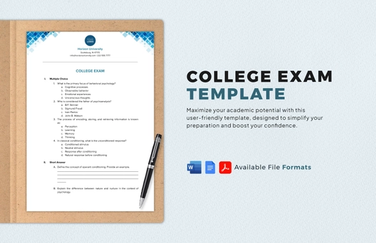 College Exam Template College Exam Template
