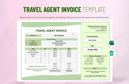 Travel Agent Invoice Template