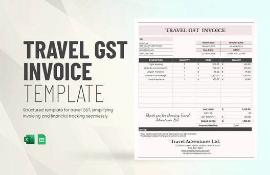 Travel GST Invoice Template
