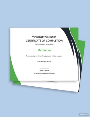 Certificate of Rugby Completion Template