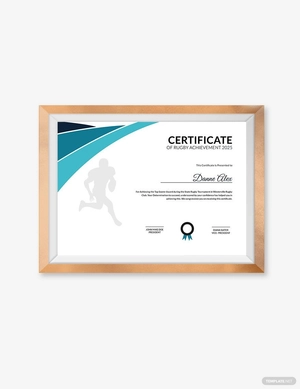 Achievement Certificate for Rugby Template