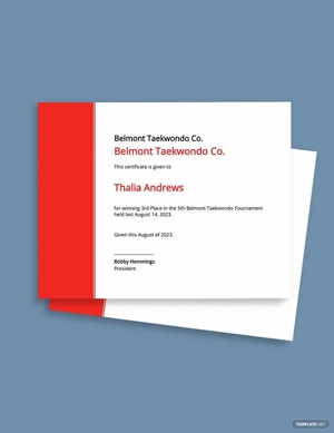Editable Taekwondo Certificate Template