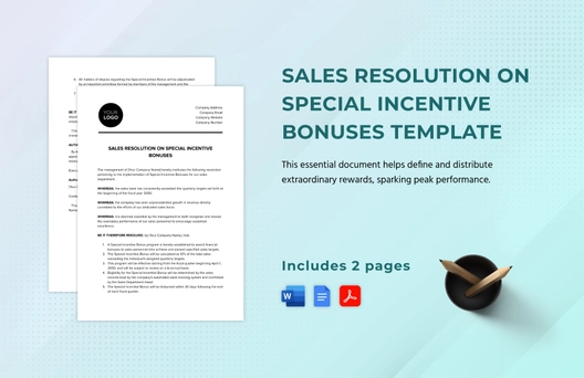 Sales Resolution on Special Incentive Bonuses Template