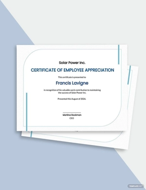 Employee Appreciation Certificate Template
