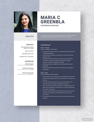 Conference Manager Resume