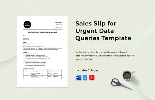 Sales Slip for Urgent Data Queries Template