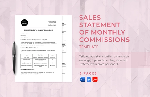 Sales Statement of Monthly Commissions Template Sales Statement of Monthly Commissions Template