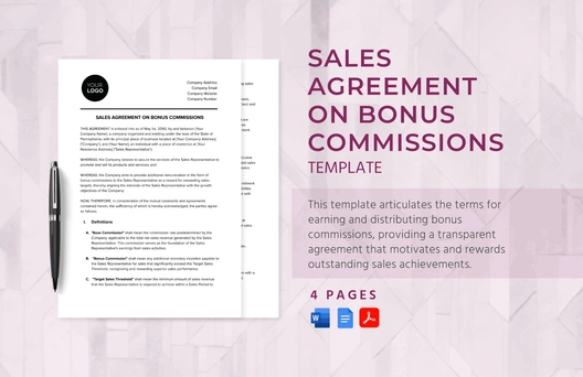 Sales Agreement on Bonus Commissions Template Sales Agreement on Bonus Commissions Template
