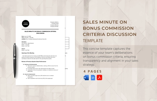 Sales Minute on Bonus Commission Criteria Discussion Template