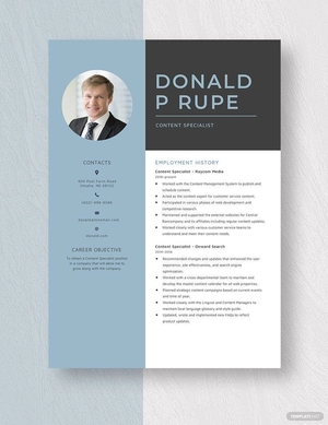 Content Specialist Resume