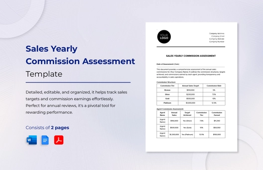Sales Yearly Commission Assessment Template