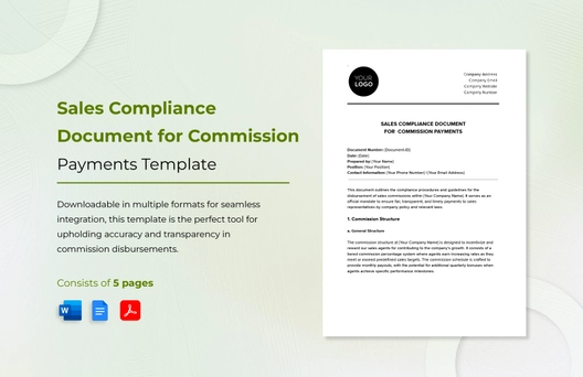 Sales Compliance Document for Commission Payments Template