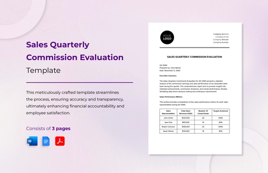 Sales Quarterly Commission Evaluation Template