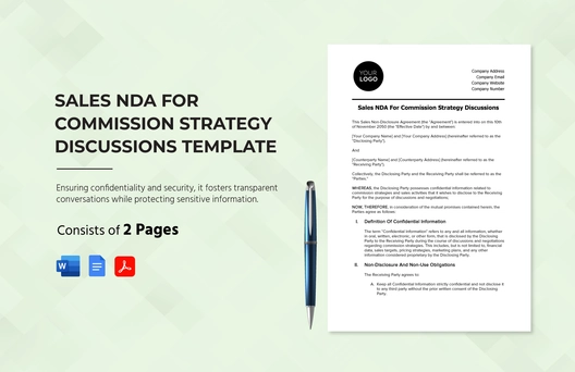 Sales NDA for Commission Strategy Discussions Template