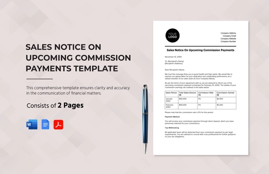 Sales Notice on Upcoming Commission Payments Template