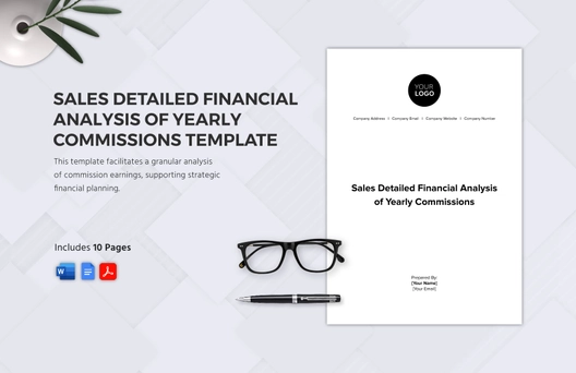 Sales Detailed Financial Analysis of Yearly Commissions Template