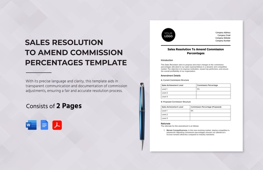 Sales Resolution to Amend Commission Percentages Template