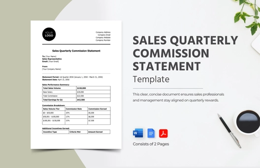 Sales Quarterly Commission Statement Template