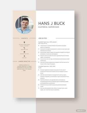 Custodial Supervisor Resume
