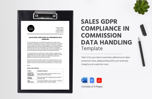 Sales GDPR Compliance in Commission Data Handling Template