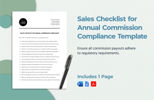 Sales Checklist for Annual Commission Compliance Template